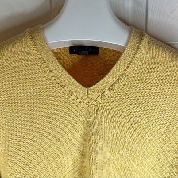 Men’s Brooks Brothers VNeck Soft Yellow Sweater Size Large Cotton Easter Spring - Picture 7 of 8